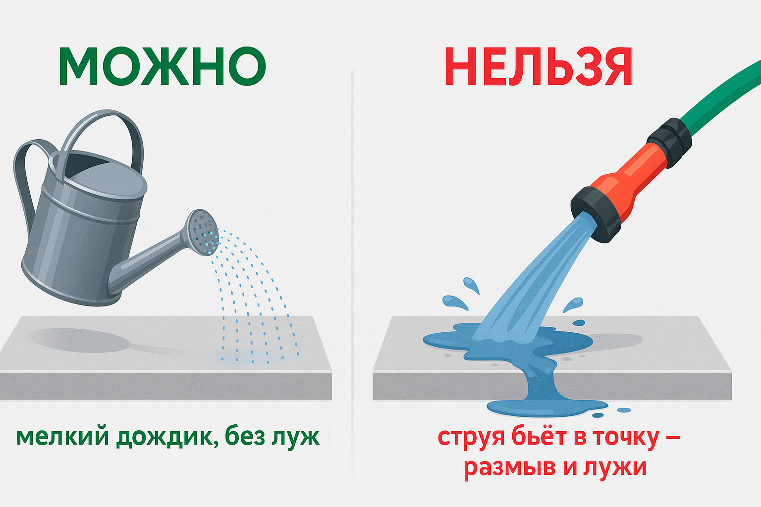 Полив бетона водой Полив бетона водой